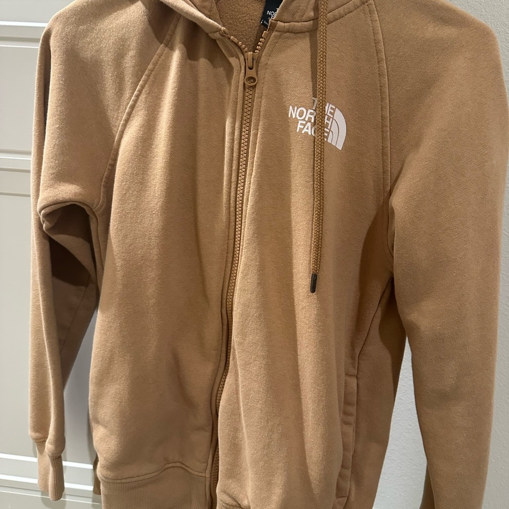 The North Face Caramel/Tan Full-Zip Hoodie with White Logo